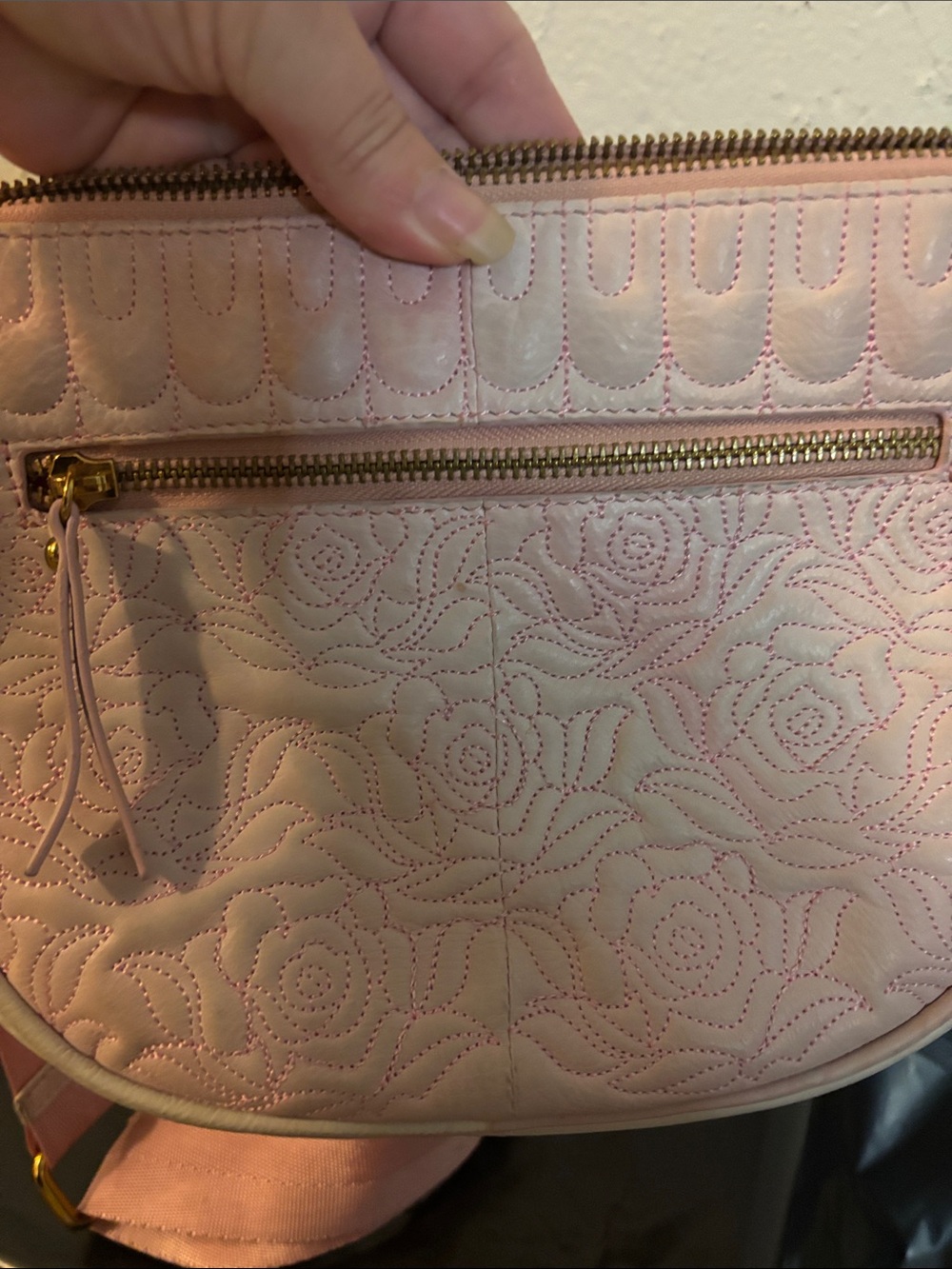 Sharif Marbleized Quilted Leather Rose Crossbody - Picture 5 of 11